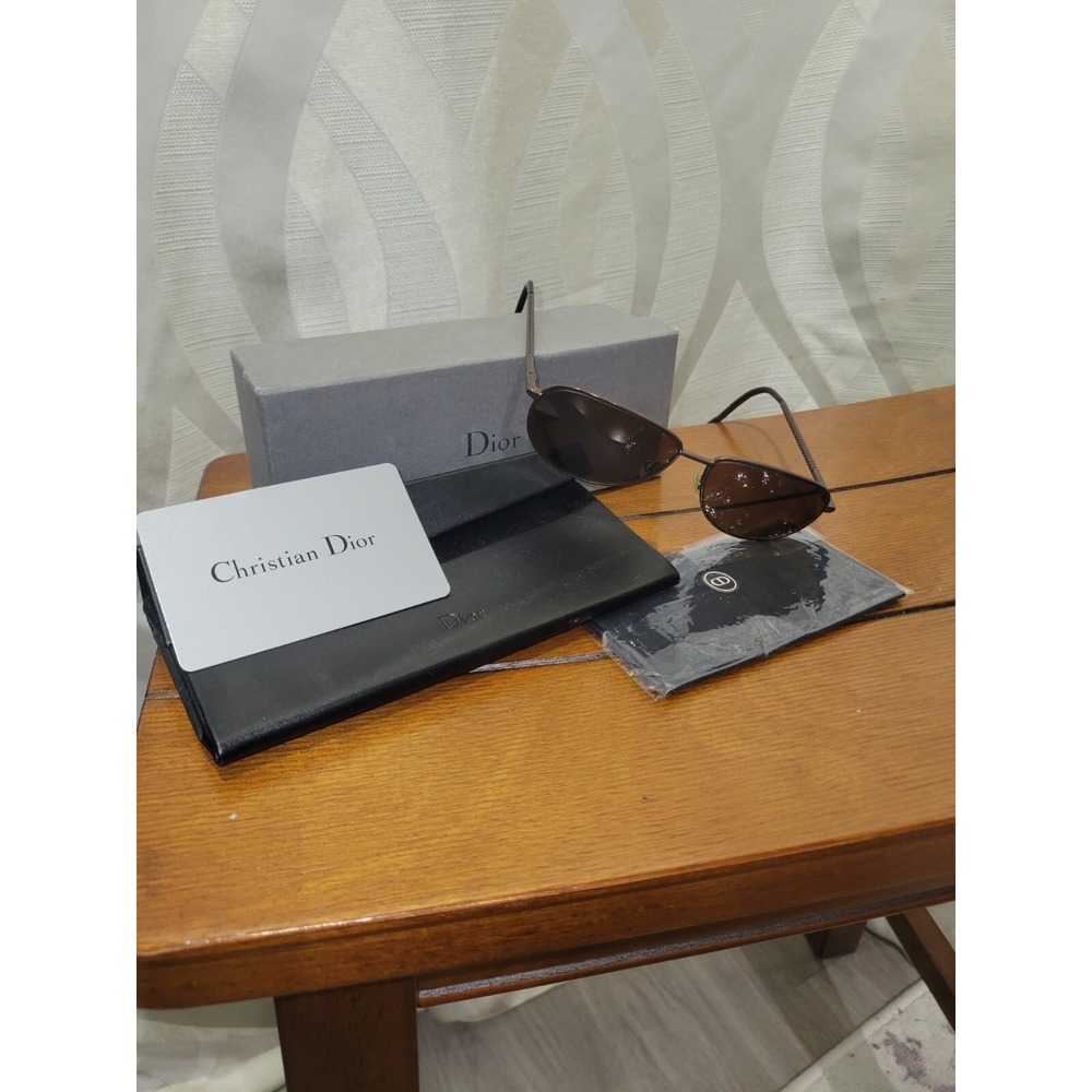 Christian Dior Homme Vintage 90s Full Set Bronze Brown Lenses Skinny Sunglasses
